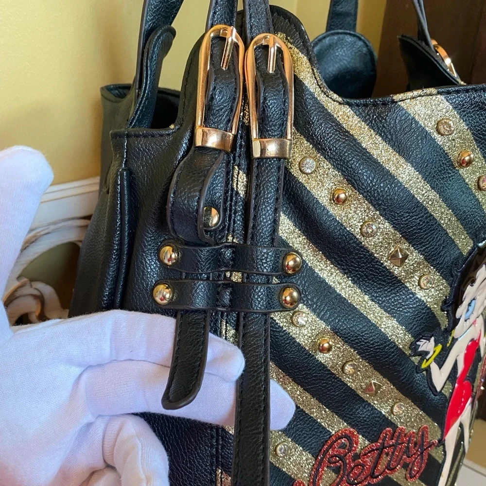 Betty Boop Black and Gold Hobo Bag